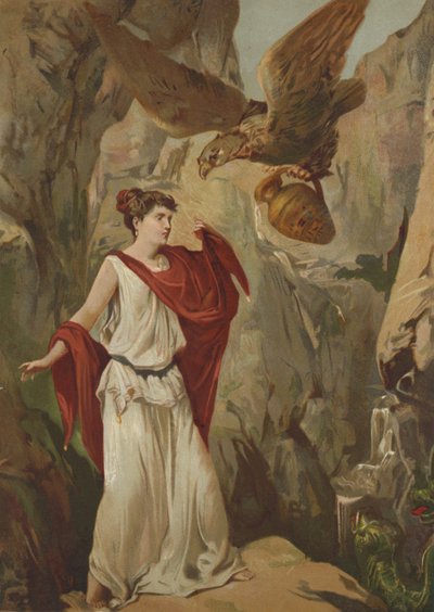 De adelaar van Zeus helpt Psyche door Spanish School
